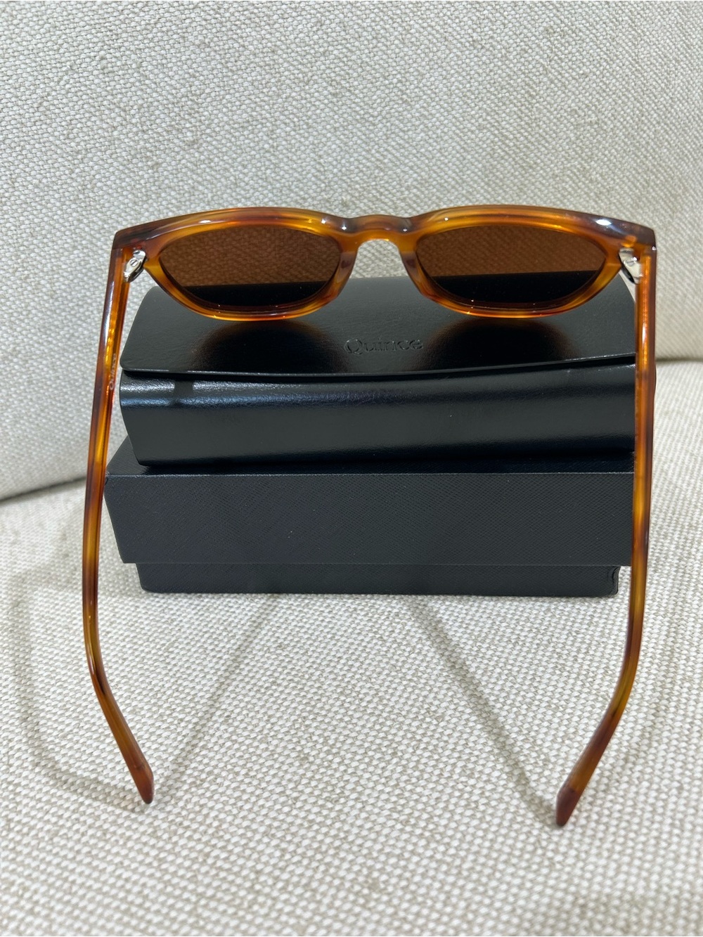 EUC QUINCE Athens Polarized Acetate Sunglasses Clear Brown Brown Lens Modern - Picture 7 of 10